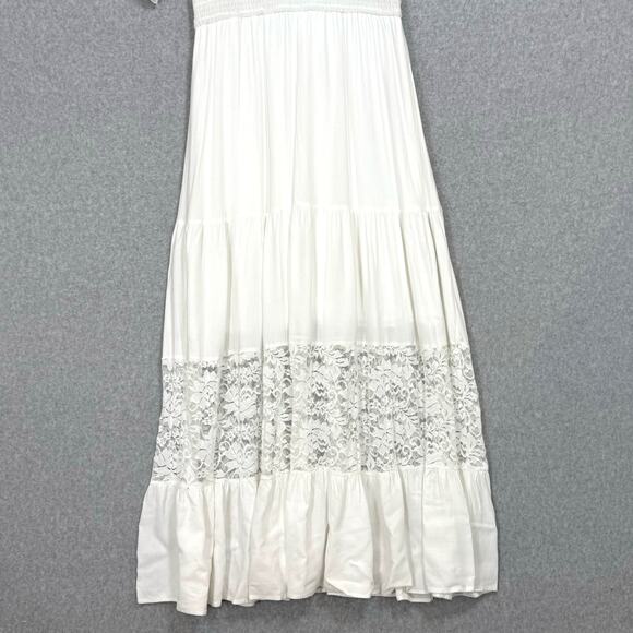 Simplee Lace Maxi Dress Size L SS V Neck Lined Destination Beach Wedding Bridal - Picture 11 of 16